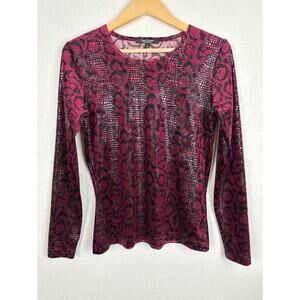 Karen Kane Lifestyle WomensTop Burgundy Small Snake‎ Print Fall Red Office Work